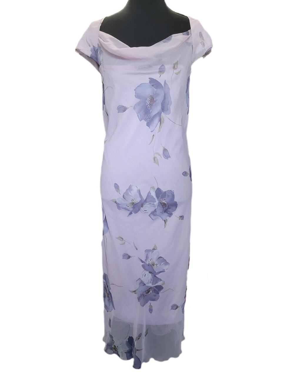 Sangria Womens 16 Y2K 90s Cowl Neck Boho Whimsical Wedding Guest Floral Dress